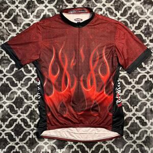 Primal Liquid Flames Cycling Jersey Men's XXL 2XL Red Skulls Flames Drip Gear
